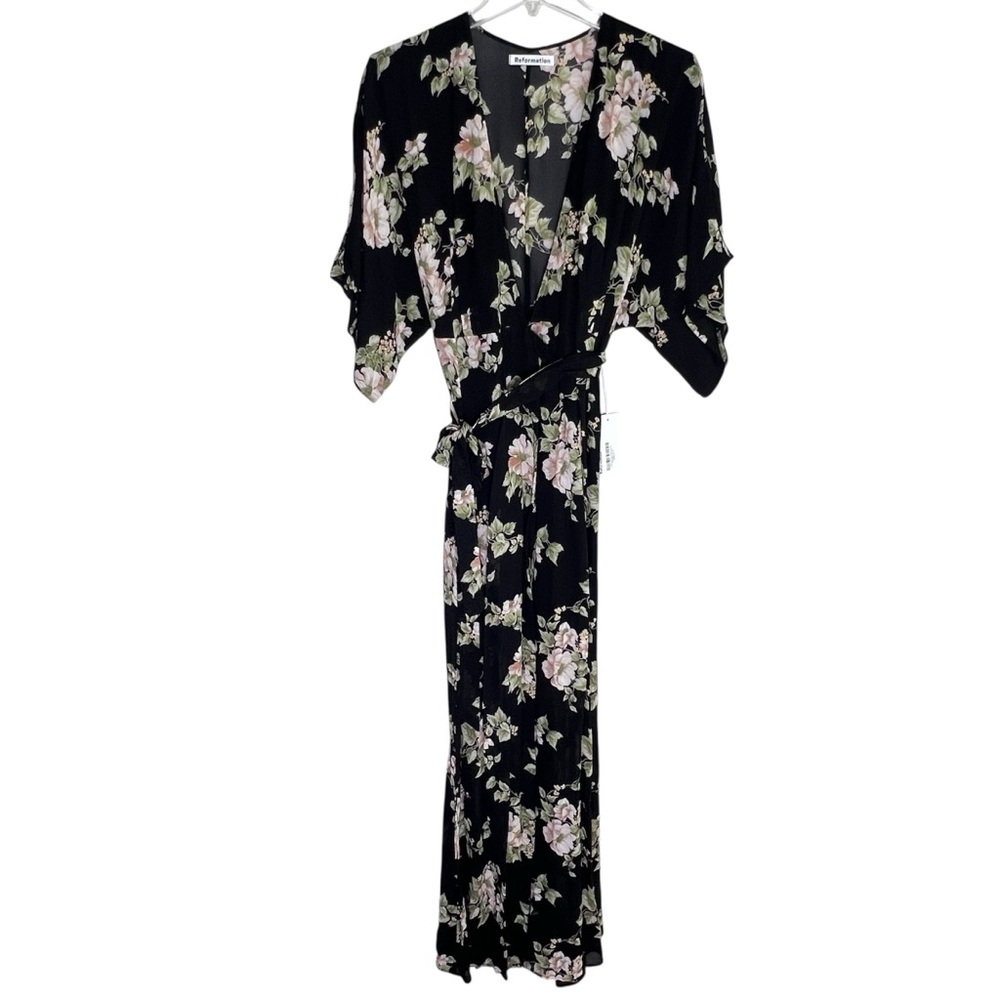 New Reformation Winslow Wrap Maxi Dress in Arielle Floral Sz L - Picture 3 of 8